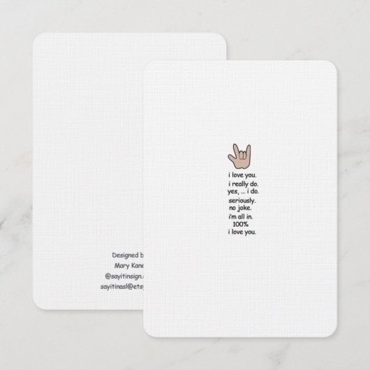 Ik hou van je ...serieus. Kaart (Voorkant / Achterkant)