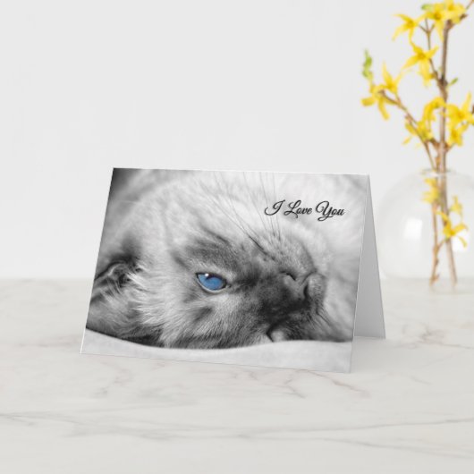 Ik hou van je Siamese kat met blauwe ogen Kaart (Gele Bloem)