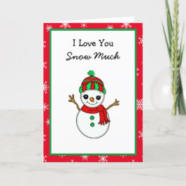 Ik hou van je Sneeuw veel, Sneeuwman Pun, Kerstmis Feestdagen Kaart