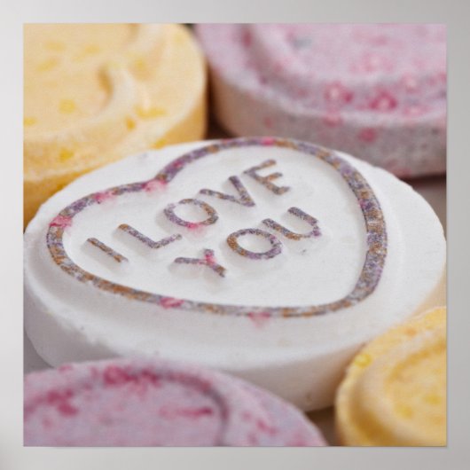 "Ik hou van je" Snoep close-up poster (Voorkant)