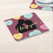 Ik hou van je Snoep... Kartonnen Onderzetters (Schuin)