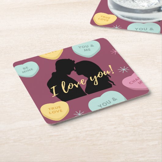 Ik hou van je Snoep... Kartonnen Onderzetters (Schuin)