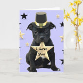 Ik hou van je Staffordshire Bull Terrier Card Kaart (Gele Bloem)