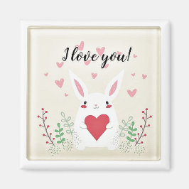 Ik hou van je stomme Bunny Romantic Square Magnet