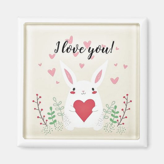Ik hou van je stomme Bunny Romantic Square Magnet (Voorkant)