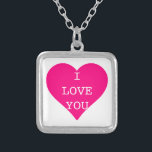 Ik hou van je stomme roze hart zilver vergulden ketting<br><div class="desc">Dit is Personalistisch,  ik hou van je schattige roze ketting.</div>