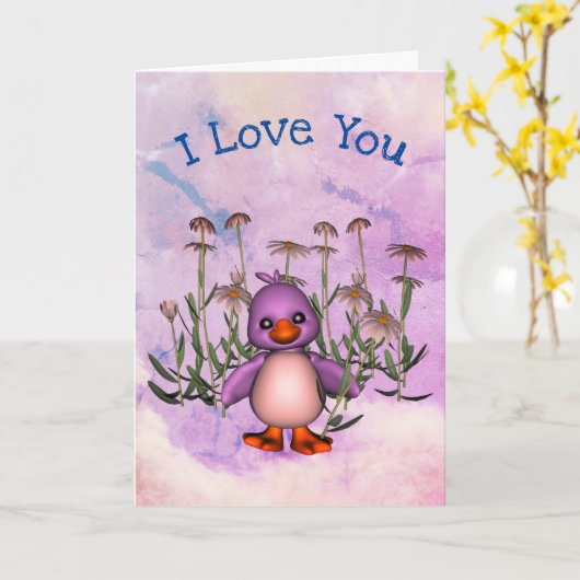 Ik hou van je stomme vogeldagen gepersonaliseerd kaart (Gele Bloem)