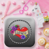 Ik hou van je | Straatkunst Graffiti Urban Heart Papieren Bordje (Feest)