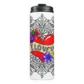 Ik hou van je | Straatkunst Urban Heart Dragonflie Thermosbeker (Voorkant)