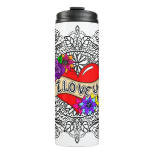 Ik hou van je Straatkunst Urban Heart Dragonflie Thermosbeker