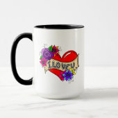 Ik hou van je | Straatkunst Urban Heart — Geperson Mok (Links)