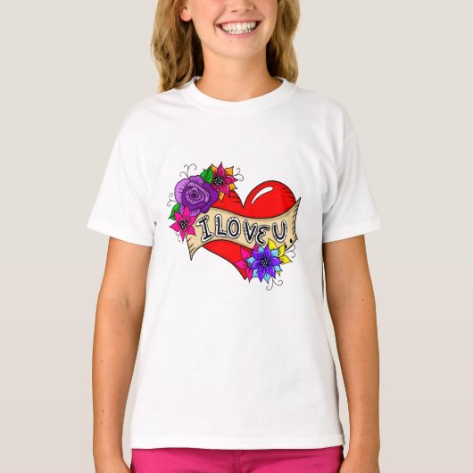 Ik hou van je | Straatkunst Urban Heart T-shirt (Voorkant)