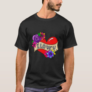 Ik hou van je Straatkunst Urban Heart T-shirt