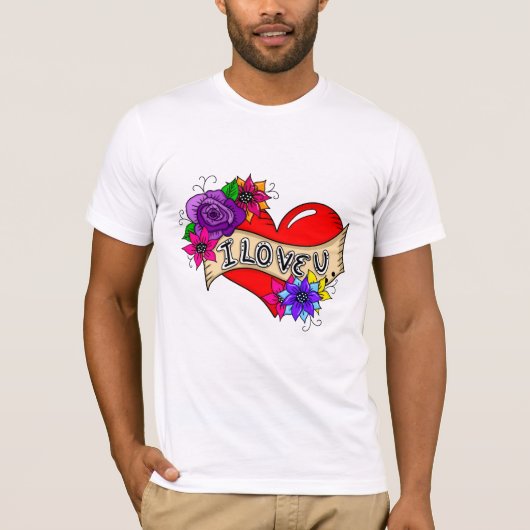 Ik hou van je | Straatkunst Urban Heart T-shirt (Voorkant)