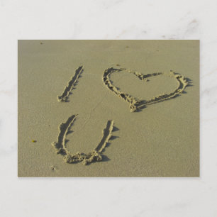Ik hou van je - strandzand schrijven briefkaart
