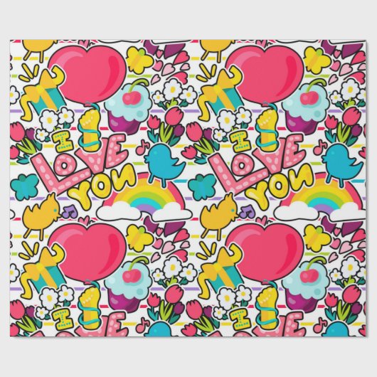 Ik hou van je subway Art Pattern Cadeaupapier (Vlak)