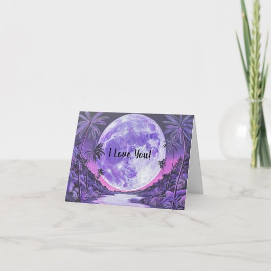 Ik hou van je-Super Moon-Valentijnsdag- Feestdagen Kaart (Voorkant)