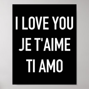Ik hou van je Taime to Amo Meertalig Quote Poster
