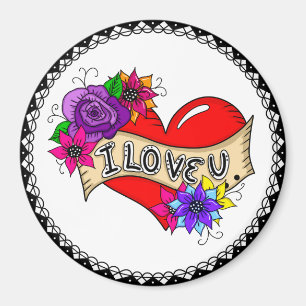 Ik hou van je   Tattoo hartkunst gepersonaliseerd Magneet