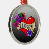 Ik hou van je | Tattoo hartkunst gepersonaliseerd Metalen Ornament (Rechts)