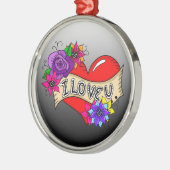 Ik hou van je | Tattoo hartkunst gepersonaliseerd Metalen Ornament (Links)