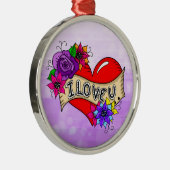 Ik hou van je | Tattoo hartkunst gepersonaliseerd Metalen Ornament (Rechts)