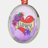 Ik hou van je | Tattoo hartkunst gepersonaliseerd Metalen Ornament (Links)