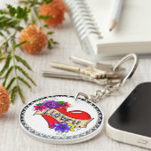 Ik hou van je | Tattoo hartkunst gepersonaliseerd Sleutelhanger (Voorkant Rechts)