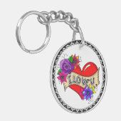 Ik hou van je | Tattoo hartkunst gepersonaliseerd Sleutelhanger (Voorkant Links)