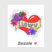 Ik hou van je Tattoo kunststijl Sticker (Vel)