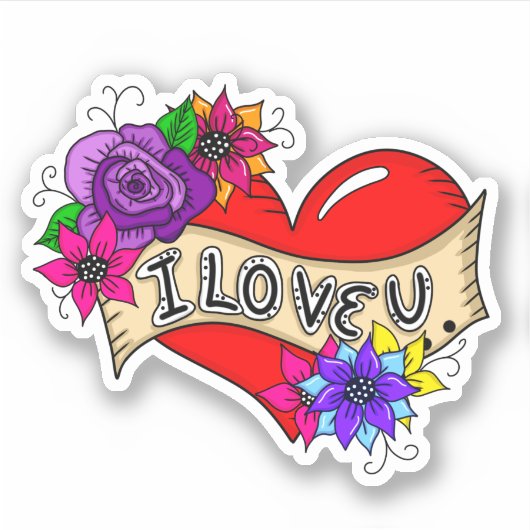 Ik hou van je Tattoo kunststijl Sticker (Voorkant)