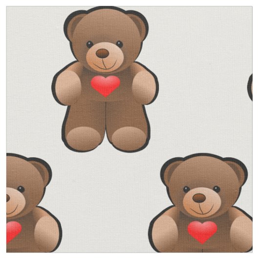 Ik hou van je Teddy Bear Print Fabric Stof (Close Up)