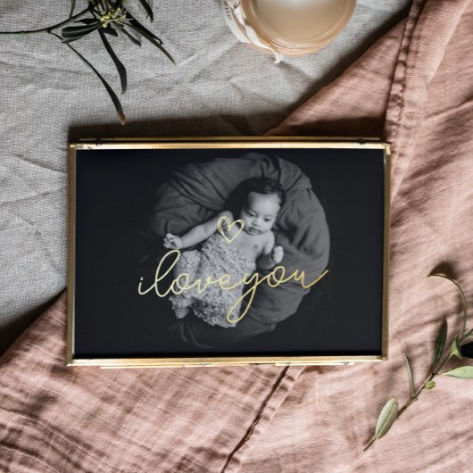 Ik hou van je TEKST GOLD HEART | aangepaste foto Folie Afdrukken