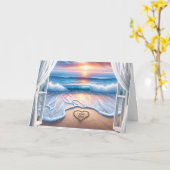 Ik hou van je tekst in strandzand voor Jubileum Kaart (Gele Bloem)