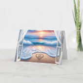 Ik hou van je tekst in strandzand voor Jubileum Kaart (Voorkant)