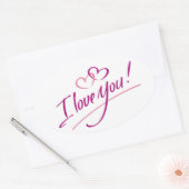 Ik hou van je tekst met harten - ovale Sticker (Envelop)