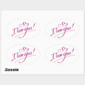 Ik hou van je tekst met harten - ovale Sticker (Vel)