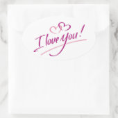 Ik hou van je tekst met harten - ovale Sticker (Tas)