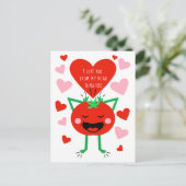 Ik hou van je Tomato Valentijnsdag Greep Feestdagenkaart (Staand voorkant)