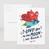 Ik hou van je tot de maan en terug feestdagenkaart (Voorkant / Achterkant)
