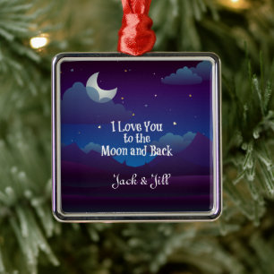 Ik hou van je tot de maan en terug, sjabloon metalen ornament