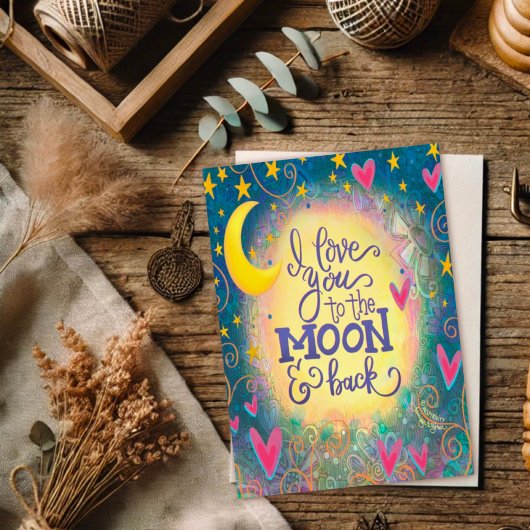 Ik hou van je tot op de maan en terug Schattig Kaart