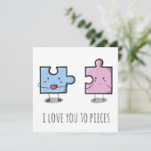 'Ik hou van je tot stukjes' valentijnkaart Kaart (Staand voorkant)