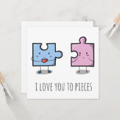 'Ik hou van je tot stukjes' valentijnskaart Kaart (Voorkant / Achterkant in situ)