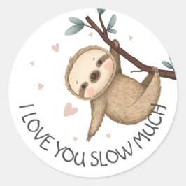 Ik hou van je traag veel luiaard Valentijn Ronde Sticker