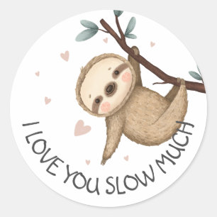 Ik hou van je traag veel luiaard Valentijn Ronde Sticker