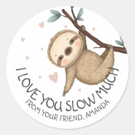 Ik hou van je traag veel luiaard Valentijn Ronde Sticker