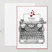 Ik hou van je |  typemachine persoonlijke liefdesb feestdagenkaart (Voorkant / Achterkant)