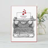 Ik hou van je |  typemachine persoonlijke liefdesb feestdagenkaart (Staand voorkant)