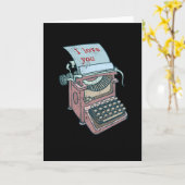 Ik hou van je typemachine retro schrijvers kaart (Gele Bloem)